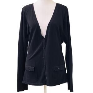 Alyx Black Long Sleeve Button Up Cardigan Sweater Front Pockets Size XL
